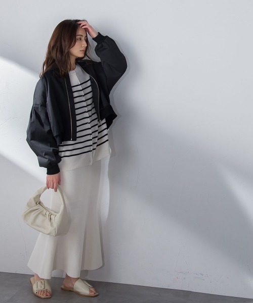 socolla(ソコラ)の「【socolla】綿タッチニットマーメイドスカート≪手洗い可能≫(スカート・レディース・ブラック/グレー/オフホワイト/グリーン・M)」の18枚目の写真