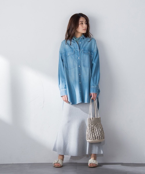 socolla(ソコラ)の「【socolla】綿タッチニットマーメイドスカート≪手洗い可能≫(スカート・レディース・ブラック/グレー/オフホワイト/グリーン・M)」の8枚目の写真