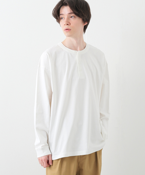 B.C STOCK(ベーセーストック)の「HENLEY/N BIG ロングスリーブTシャツ(Tシャツ/カットソー・メンズ・ホワイト/グレー・MEDIUM/LARGE)」の7枚目の写真
