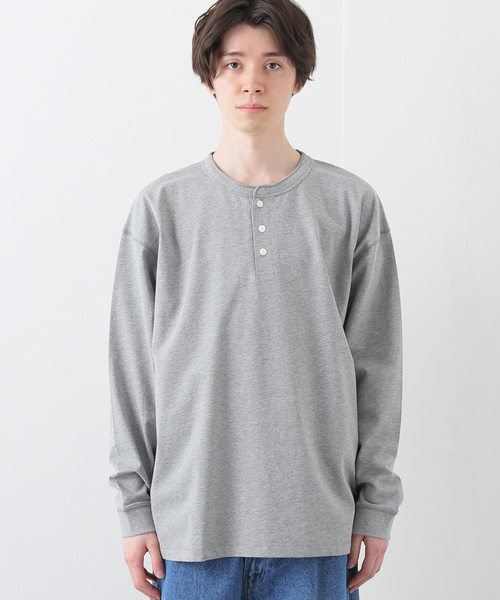 B.C STOCK(ベーセーストック)の「HENLEY/N BIG ロングスリーブTシャツ(Tシャツ/カットソー・メンズ・ホワイト/グレー・MEDIUM/LARGE)」の9枚目の写真