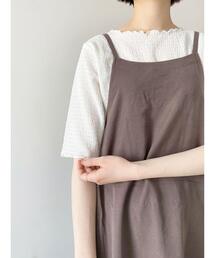 Samansa Mos2 blue | シャーリング5分袖プルオーバー(Tシャツ/カットソー)