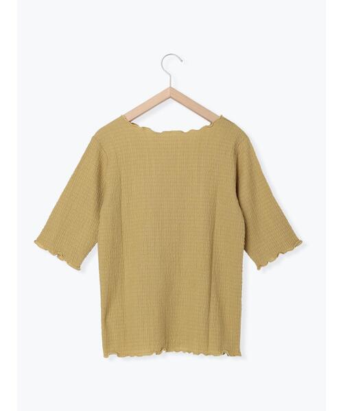 Samansa Mos2 blue（サマンサモスモスブルー）の「シャーリング5分袖プルオーバー（Tシャツ/カットソー・レディース・オフホワイト/イエロー/キナリ・ﾌﾘ-）」の12枚目の写真