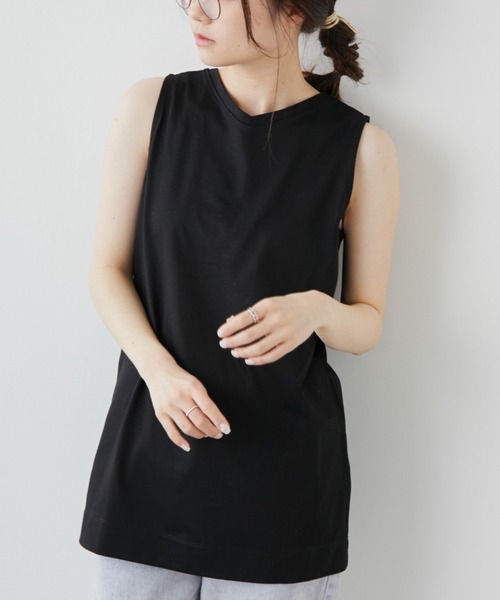 PUAL CE CIN(ピュアルセシン)の「【WEB限定】つい着たくなる。シルケット2WAYタンクトップ(タンクトップ・レディース・ホワイト/ブラック・FREE)」の2枚目の写真