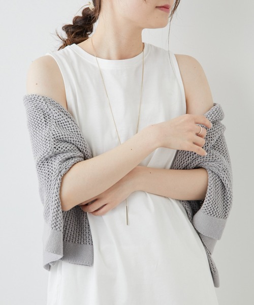 PUAL CE CIN(ピュアルセシン)の「【WEB限定】つい着たくなる。シルケット2WAYタンクトップ(タンクトップ・レディース・ホワイト/ブラック・FREE)」の7枚目の写真