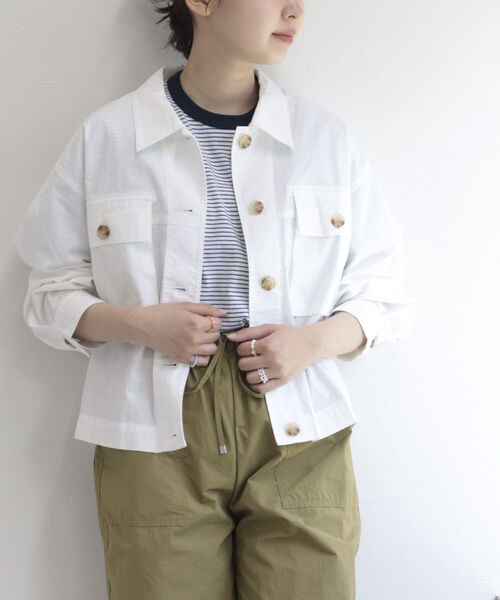 fredy repit(フレディレピ)の「ショートシャツブルゾン(ミリタリージャケット・レディース・オフホワイト/カーキ・38)」の16枚目の写真
