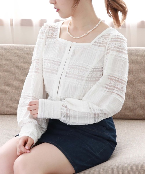 archives(アルシーヴ)の「フリルレース2WAYカーディガン(シャツ/ブラウス・レディース・ブラック/オフホワイト/アイボリー・MEDIUM)」の10枚目の写真