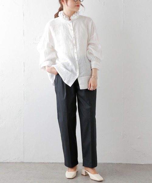 PUAL CE CIN（ピュアルセシン）の「JAPAN MADEスラックスパンツ（その他パンツ・レディース・オリーブ/ブラック/ブルー/ライトベージュ・FREE）」の8枚目の写真