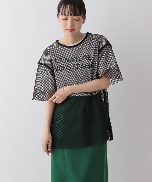 LOWRYS FARM（ローリーズファーム）の「メッシュＴシャツＳＳ　278969（Tシャツ/カットソー・レディース・ブラック/グリーン/オフホワイト・FREE）」の3枚目の写真