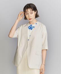 BEAUTY&YOUTH UNITED ARROWS | ポリエステルブレンド ハーフスリーブ ジャケット -ウォッシャブル-(ノーカラージャケット)