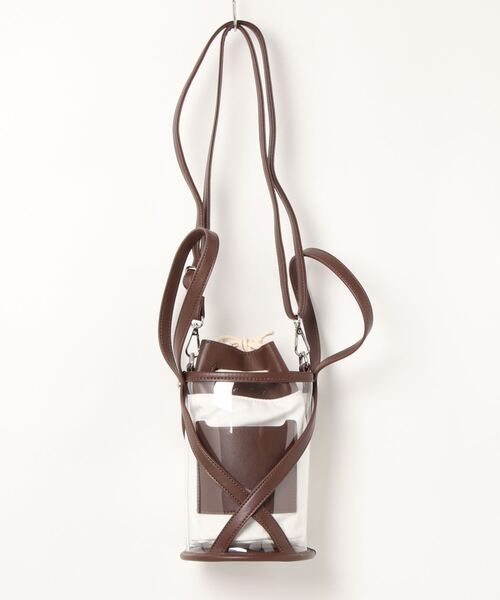 KOBE LETTUCE（コウベレタス）の「[2点セット]巾着INクリアクロスバケツバッグ（ハンドバッグ・レディース・ブラック系その他/グレイッシュベージュ/ピンク/ブラウン系その他/ダークブラウン・FREE）」の2枚目の写真