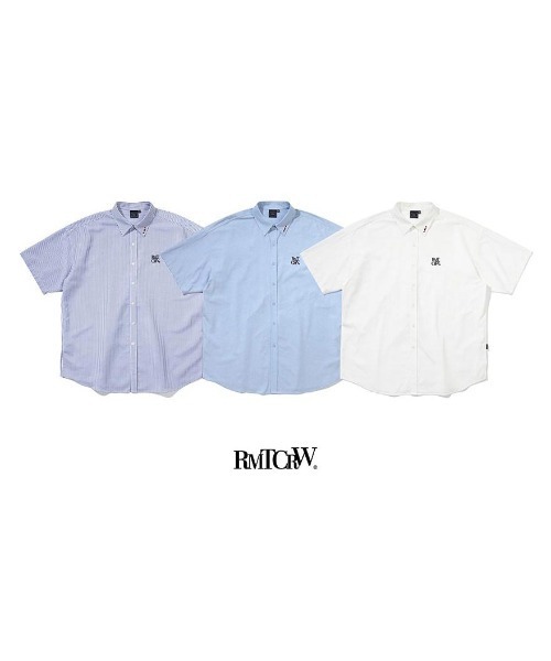 ROMANTIC CROWN（ロマンティッククラウン）の「A'GEM/9 × .kom『ROMANTIC CROWN/ロマンティッククラウン』RECENT LOGO OXFORD SHIRT/リーセント オックスフォードシャツ（シャツ/ブラウス・レディース・ブルー/ホワイト/ライトブルー・L）」の9枚目の写真