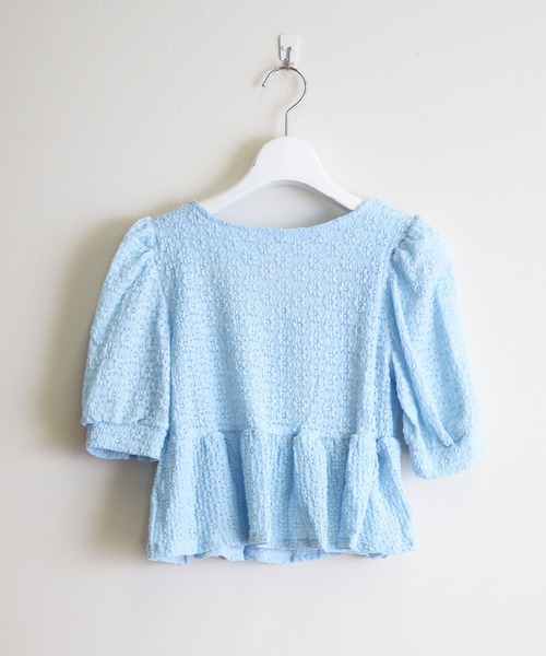 ibeul_（イベール）の「レースフレア コンパクトパフスリーブトップス（Tシャツ/カットソー・レディース・ホワイト/ライム/ブルー/アイボリー・FREE）」の8枚目の写真