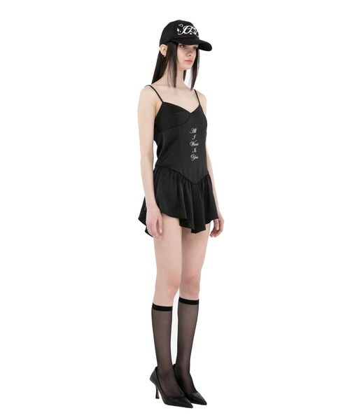 L.H.P(エルエイチピー)の「ITZAVIBE/イッザバイブ/Lettering Satin Onepiece/サテンワンピース(ワンピース・レディース・ブラック/ピンク・SMALL/MEDIUM)」の3枚目の写真