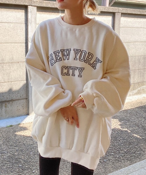 セール】《hideka select》裏起毛 NEW YORKロゴスウェット