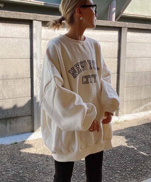 セール】《hideka select》裏起毛 NEW YORKロゴスウェット