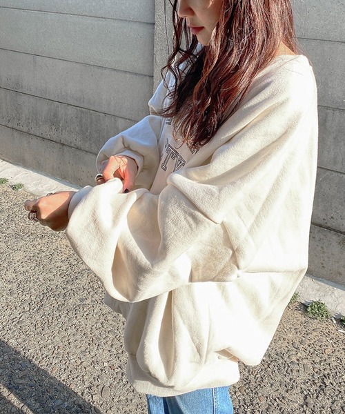 セール】《hideka select》裏起毛 NEW YORKロゴスウェット / オーバー