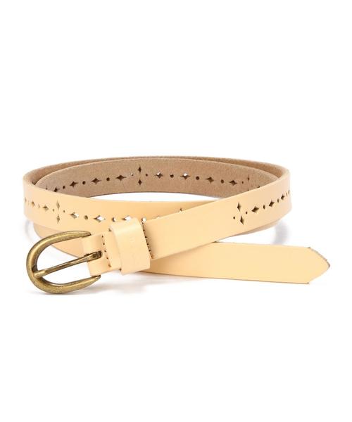 coen（コーエン）の「パンチングレザーベルト（ベルト・レディース・ホワイト/ナチュラル/ダークブラウン/マスタード・フリー）」の3枚目の写真
