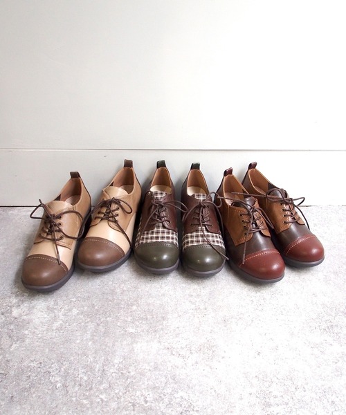 byあしながおじさん（バイアシナガオジサン）の「レースアップシューズ　-8980438（ドレスシューズ・レディース・ベージュ/マルチ/チェック・22.5cm/23.5cm/24.5cm/23.0cm/24.0cm/25.0cm/22.0cm）」の4枚目の写真