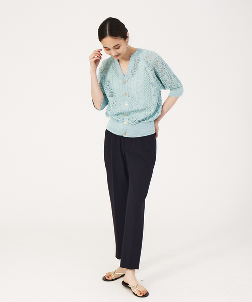 boussole（ブソル）の「【boussole×qualite】レースニットカーデ（カーディガン/ボレロ・レディース・ライトブルー/オフホワイト・フリー）」の5枚目の写真