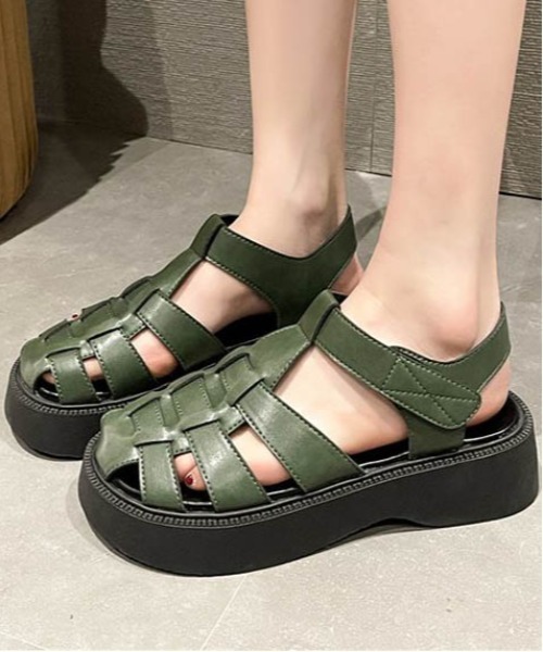 La-gemme(ラジェム)の「厚底グルカサンダル(サンダル・レディース・ブラック/オフホワイト/グリーン/カーキブラウン・38/39/35/36/37)」の4枚目の写真