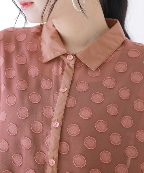 osharewalker（オシャレウォーカー）の「【廃盤】『シアードット柄ブラウス』（シャツ/ブラウス・レディース・ブラック/オフホワイト/ピンク・FREE）」の9枚目の写真