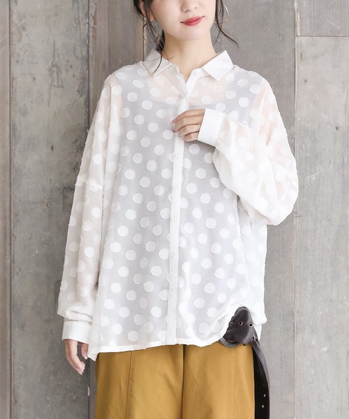 osharewalker（オシャレウォーカー）の「【廃盤】『シアードット柄ブラウス』（シャツ/ブラウス・レディース・ブラック/オフホワイト/ピンク・FREE）」の11枚目の写真