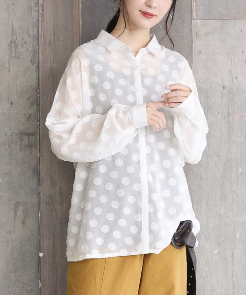 osharewalker（オシャレウォーカー）の「【廃盤】『シアードット柄ブラウス』（シャツ/ブラウス・レディース・ブラック/オフホワイト/ピンク・FREE）」の12枚目の写真