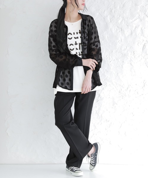 osharewalker（オシャレウォーカー）の「【廃盤】『シアードット柄ブラウス』（シャツ/ブラウス・レディース・ブラック/オフホワイト/ピンク・FREE）」の16枚目の写真