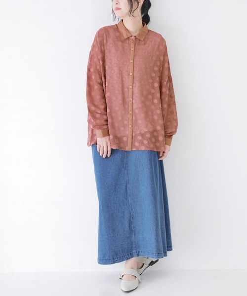 osharewalker（オシャレウォーカー）の「【廃盤】『シアードット柄ブラウス』（シャツ/ブラウス・レディース・ブラック/オフホワイト/ピンク・FREE）」の6枚目の写真