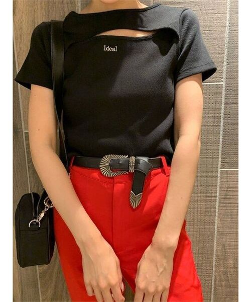 EVRIS（エヴリス）の「カッティングプリントTEE（Tシャツ/カットソー・レディース・ホワイト/ブラック/オレンジ・FREE）」の3枚目の写真