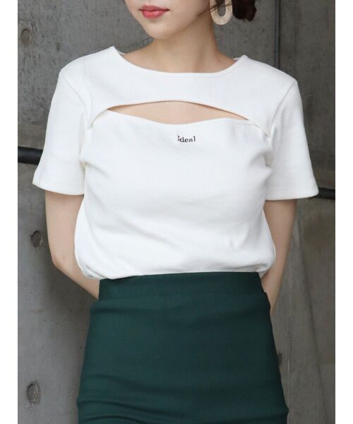 EVRIS（エヴリス）の「カッティングプリントTEE（Tシャツ/カットソー・レディース・ホワイト/ブラック/オレンジ・FREE）」の4枚目の写真