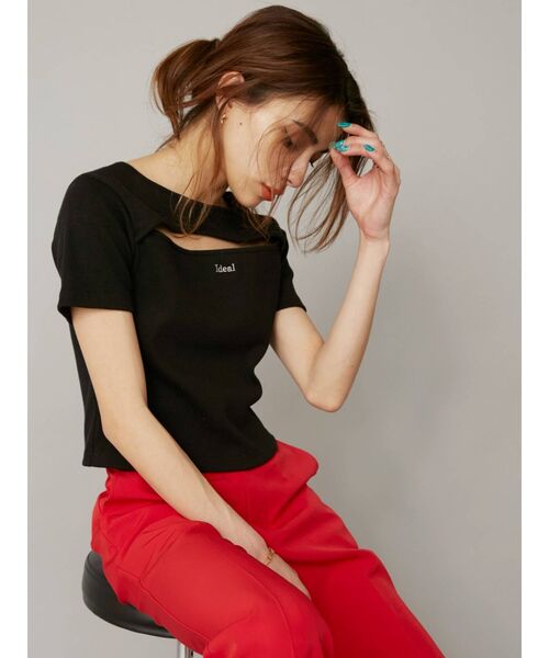 EVRIS（エヴリス）の「カッティングプリントTEE（Tシャツ/カットソー・レディース・ホワイト/ブラック/オレンジ・FREE）」の5枚目の写真