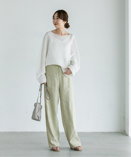 Noble(ノーブル)の「《追加》リネンハイウエスト パンツ3(その他パンツ・レディース・ネイビー/ライトグリーン・34/38/40/36)」の19枚目の写真