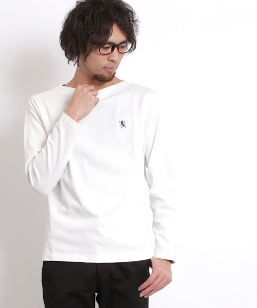 GIORDANO（ジョルダーノ）の「[GIORDANO]バスク長袖シャツ（Tシャツ/カットソー・メンズ・ホワイト/ブルー/ネイビー/レッド・MEDIUM/LARGE）」の13枚目の写真
