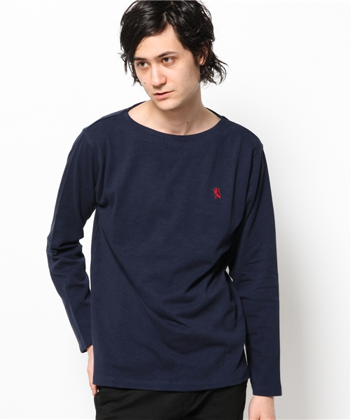 GIORDANO（ジョルダーノ）の「[GIORDANO]バスク長袖シャツ（Tシャツ/カットソー・メンズ・ホワイト/ブルー/ネイビー/レッド・MEDIUM/LARGE）」の3枚目の写真