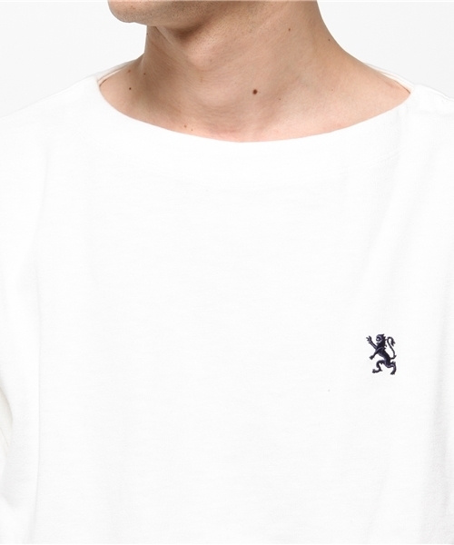 GIORDANO（ジョルダーノ）の「[GIORDANO]バスク長袖シャツ（Tシャツ/カットソー・メンズ・ホワイト/ブルー/ネイビー/レッド・MEDIUM/LARGE）」の8枚目の写真