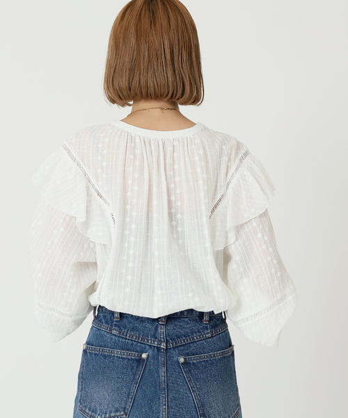 B.C STOCK(ベーセーストック)の「レースブラウス(シャツ/ブラウス・レディース・ホワイト/グリーン/ネイビー/オレンジ・FREE)」の16枚目の写真