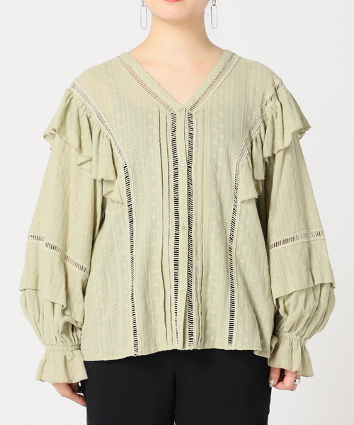 B.C STOCK(ベーセーストック)の「レースブラウス(シャツ/ブラウス・レディース・ホワイト/グリーン/ネイビー/オレンジ・FREE)」の7枚目の写真