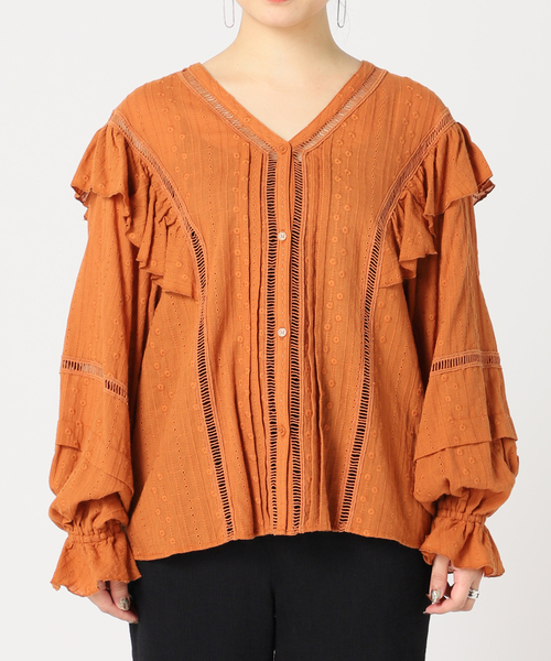 B.C STOCK(ベーセーストック)の「レースブラウス(シャツ/ブラウス・レディース・ホワイト/グリーン/ネイビー/オレンジ・FREE)」の11枚目の写真