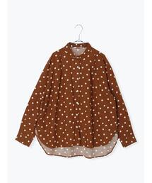 ドット柄丸襟シャツ