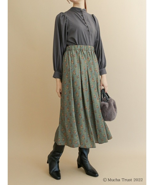 Te chichi(テチチ)の「【ミュシャコラボ】プリントタックギャザースカート(スカート・レディース・カーキ/イエロー・フリ-)」の3枚目の写真