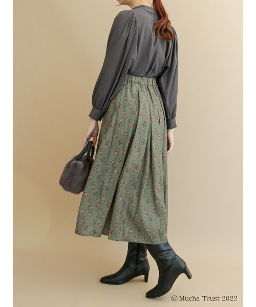 Te chichi(テチチ)の「【ミュシャコラボ】プリントタックギャザースカート(スカート・レディース・カーキ/イエロー・フリ-)」の5枚目の写真