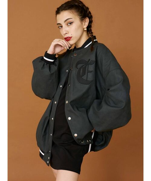 EVRIS（エヴリス）の「リブラインロゴスタジャン（スタジャン・レディース・ブラック/アイボリー・FREE）」の10枚目の写真