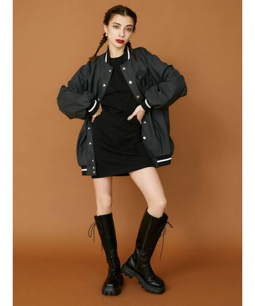 EVRIS（エヴリス）の「リブラインロゴスタジャン（スタジャン・レディース・ブラック/アイボリー・FREE）」の14枚目の写真