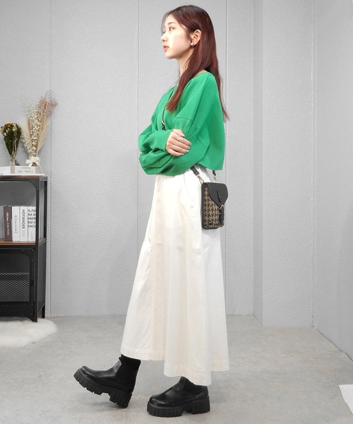 minia（ミニア）の「厚底リブソックスブーツ　◆（ブーツ・レディース・ブラック/ベージュ・S/M/L/LL）」の14枚目の写真