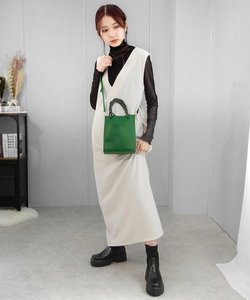 minia（ミニア）の「厚底リブソックスブーツ　◆（ブーツ・レディース・ブラック/ベージュ・S/M/L/LL）」の7枚目の写真