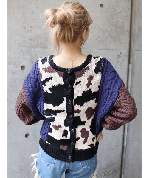 EVRIS（エヴリス）の「2WAYジャガードケーブルコンビニット（ニット/セーター・レディース・ブラック/カーキ・FREE）」の22枚目の写真