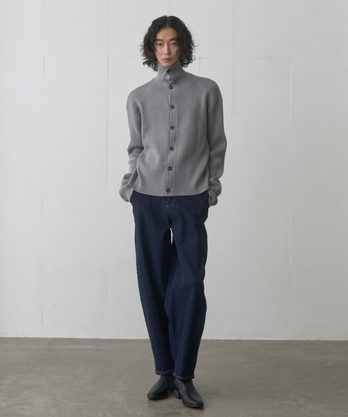 FEKETE(フェケテ)の「HI-NECK RIB KNIT CARDIGAN / ハイネックリブニットカーディガン(カーディガン/ボレロ・メンズ・グレー/ブラック・MEDIUM/LARGE)」の7枚目の写真