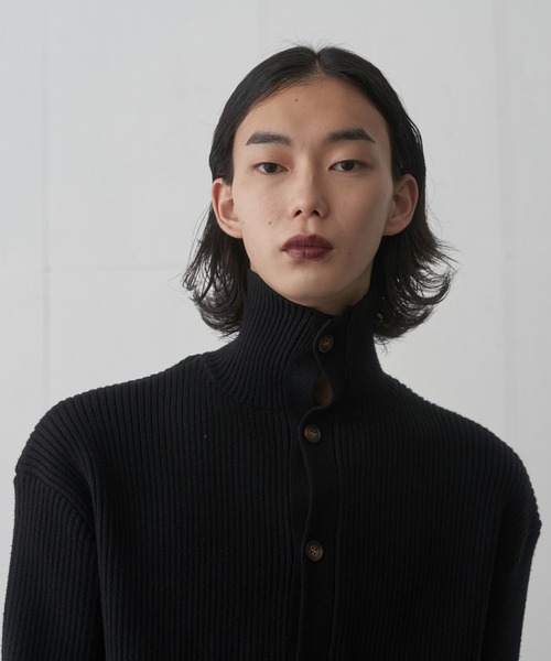 FEKETE(フェケテ)の「HI-NECK RIB KNIT CARDIGAN / ハイネックリブニットカーディガン(カーディガン/ボレロ・メンズ・グレー/ブラック・MEDIUM/LARGE)」の9枚目の写真