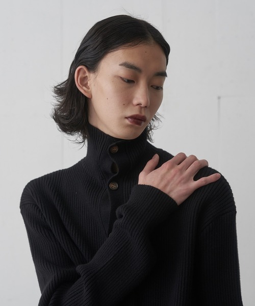 FEKETE(フェケテ)の「HI-NECK RIB KNIT CARDIGAN / ハイネックリブニットカーディガン(カーディガン/ボレロ・メンズ・グレー/ブラック・MEDIUM/LARGE)」の11枚目の写真